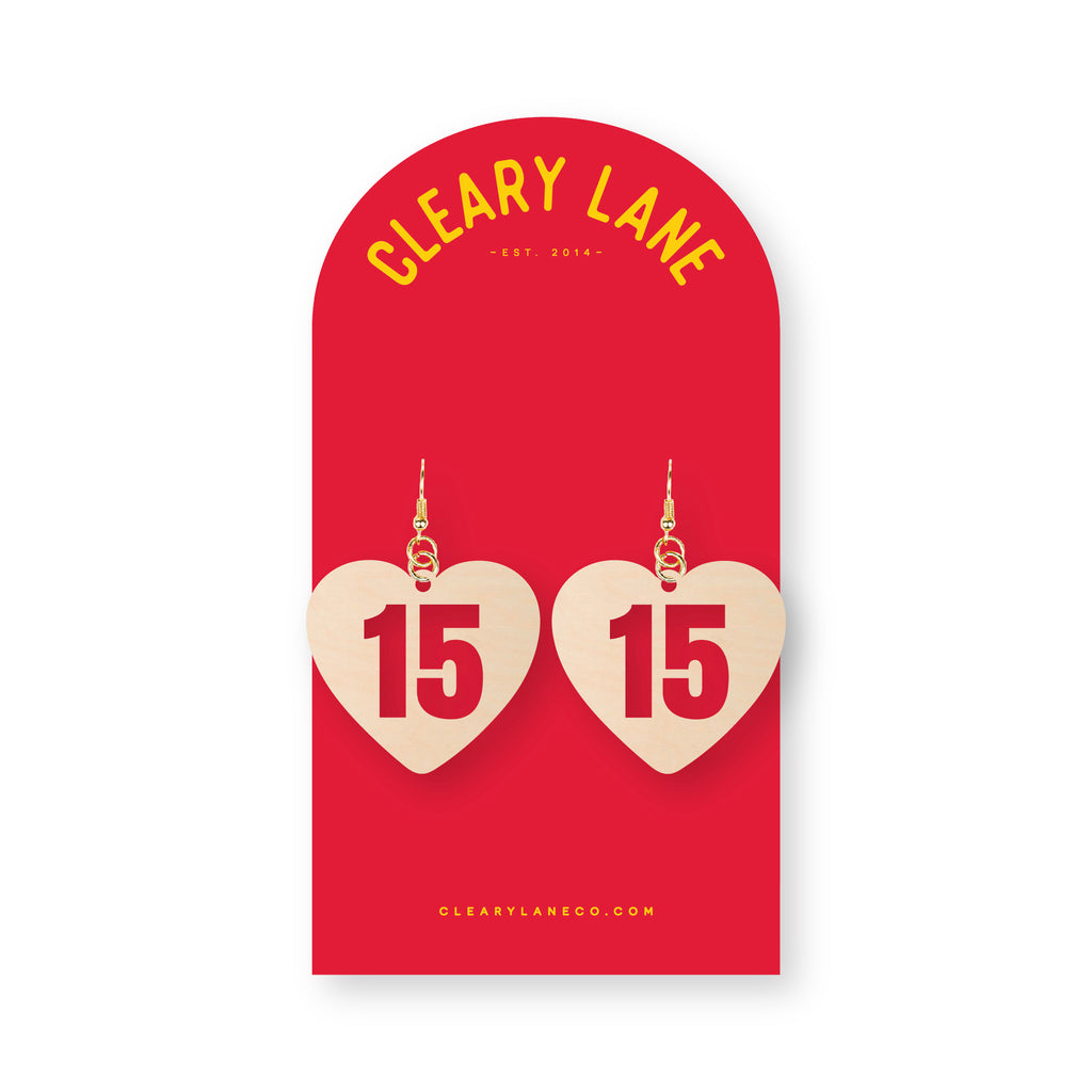 Kansas City Heart #15 Mahomes Dangle Earrings